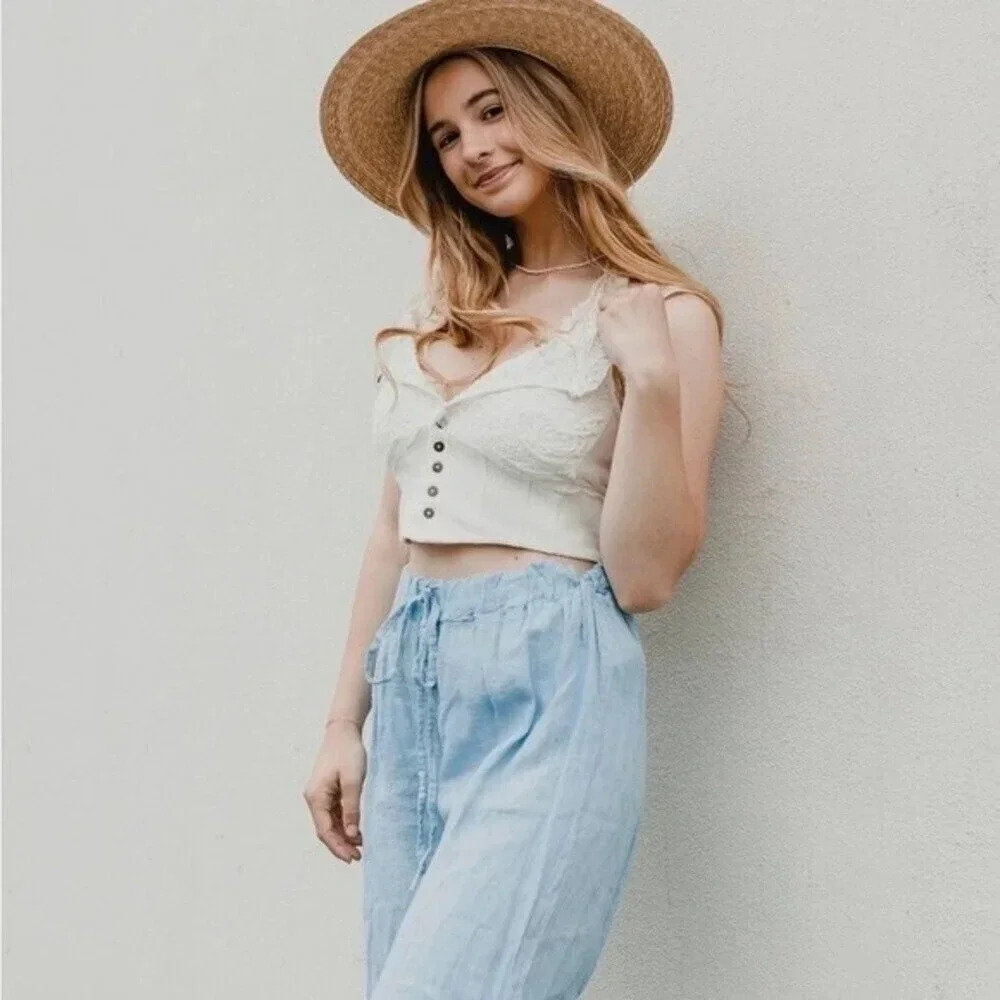 Free People Have My Heart White Lace Tank top Size M NWT boho prairie chic 90s - Picture 14 of 16